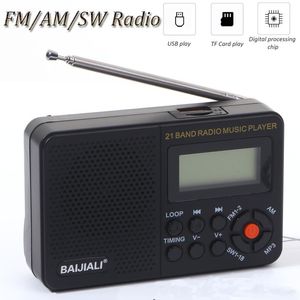 Głośniki Przenośne pełne zespoły radio Mini FM/AM/SW Pocket Pocket Speaker Digital MP3 odtwarzacz muzyki z LCD Display Wsparcie TF/USB Play