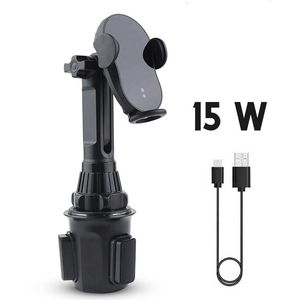 15w QI sem fio Universal Car Cup Phone Holder Mount Mount Auto Clamping Stand ajustável Car Phone Holder for iPhone