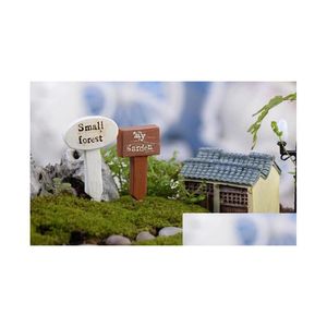 Decorações de jardim chegam Resina Artesanato Placa de sinalização Miniaturas Fada Gnomo Musgo Terrário Decoração Bonsai Estatuetas Micro Lands Dhzno