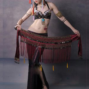 Sarongs US Belly Dance Hip Scarf Coin Belt Tribal Costume Fringe Tassel Belt Copper belly dancing waist belt on sale 230628
