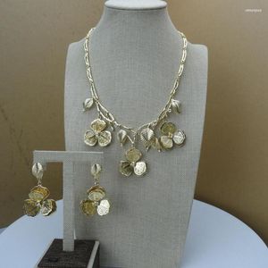 Necklace Earrings Set 2023 Yuminglai Italian Gold 24K Dubai Costume And FHK6682