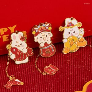 Chinese Red Cartoon Bookmarks Animals Pendant Book Clip Pagination Mark School Stationery Supply Gifts