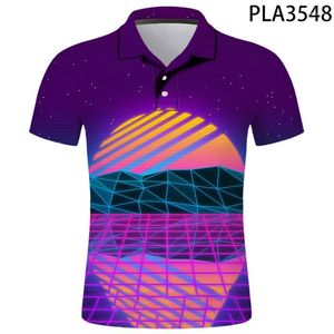 Męskie polo letnie męskie koszule 3D wydrukowane swobodne krótkie rękawie Vaporwave ropa de hombre cool streetwear moda homme tops