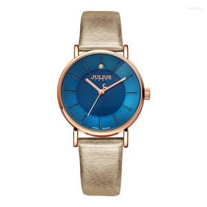 Начатые часы продвижение Юлиус смотрит, как JA-921 Fashion Business Women Leather Strap Japan Quartz Movt Оригинальные дизайнерские часы Relogio Relojes