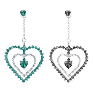 Brincos pendentes Bling Goddess Fashion Love Crystal Long Large Big Heart To For Women Dia dos Namorados Presentes Jóias