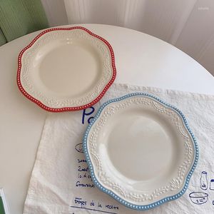 Piatti Piatto in porcellana da 8,2 pollici Fiore in stile francese Piatto in ceramica Ristorante Forniture da cucina per dolci pomeridiani domestici