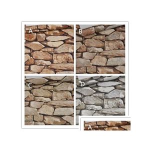 Tapety 10mx 53 cm Wodoodporny vintage 3D Stone Effect Tapeta Roll Modern Rustic Realistic Faux Tekstura Winyl PVC Paper Hom Dhz9a