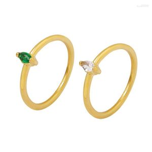 Pierścionki ślubne luksusowe zielone białe kryształowe okrągłe koło złota kolor 2023