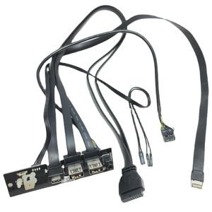 Datormoderkortets förlängningspanel Kabel Typ E 19PIN 9PIN POWER SW TILL TYP-C USB 3.1 3.0 HD Ljudfront på/Off Switch Light Panel Extension Cable