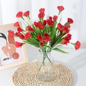 Decorative Flowers Artificial Carnation Flower Bouquet Silk Fake Plant For Mother's Day Home Party Decoration