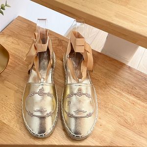 الكتان الجديد المطرز Espadrilles Sandals Flats Heels Summer Women Luxury Designers Leather Sole Party Party Sand Synd Shoes Factory Size 35-41