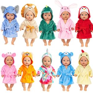 Docktillbehör Bathrobe Animal Suit Fit 17inch 43cm Baby Born kläder 230629