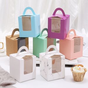 Marke Neue Transparente Fenster Tragbare 1 Stück Tasse Kuchen Box Muffin Box Tasse Kuchen Verpackung Gebäck Geschenk Box Mit innere Tablett