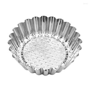 Baking Moulds 594C Reusable Silver Stainless Steel Cupcake Egg Tart Mold Cookie Puddings Mould