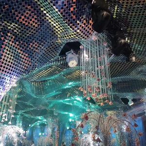 Party-Dekoration, 1,2 x 0,9 m, Spiegel, Pailletten, Kunststoff, hängende Ornamente, Hochzeit, Hintergrund, Szenenlayout, Bühnendecke, Farbe