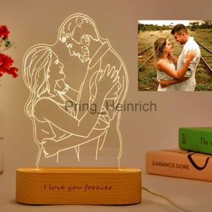 Altre decorazioni per la casa Foto personalizzate Lampada 3D Anniversario di matrimonio personalizzato Regalo di San Valentino Luce notturna Immagine Testo Incisione Coppia regalo J230629