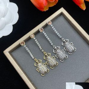 Gestüt Gold Ohrringe Retro Temperament Nische Design Diamant Kopf Mittelalterstil Schmuckzubehör Drop Lieferung DH9KD