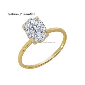 Pure 14k Real Gold Ring Solitaire Stone 1CT 2CT 3CT Moissanite Ring Wedding Engagement Fine Smycken Ringar
