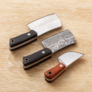High Quality R8339 Small Chef Knife 440C Satin/Laser Pattern Blade Full Tang Wood Handle Fixed Blade Knives Outdoor Camping Hiking Fishing EDC Pocket Knives