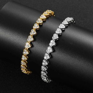 6.5mm High Quality Unisex Love Heart Cubic Zircon Bracelets Male Female Couple Personalized Hip Hop Tennis Bangle Bracelet Chains Bijoux For Lovers Couple Mena Women