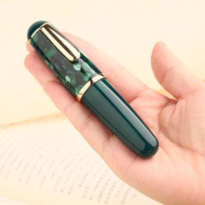 Pennor Moonman Q1 / Majohn Mini Acrylic Fountain Pen Green Portable Ink Pen Iridium EF / F NIB Palm Short Writing Gift Set för resor