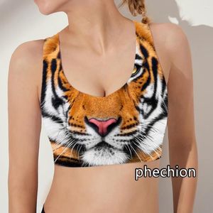 Regata Feminina Phechion Moda Feminina Animal Tigre Impresso em 3D Sutiã Esportivo Casual Novidade Esportes Hip Hop Tops de Verão V04