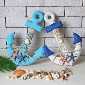 Decorative Objects Figurines 33cm Mediterranean Boat Anchor Ship Wheel Retro Wood Nautical Wall Hanging Ornament Decoration Steering Sailing Home Decor 230629