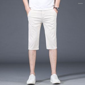 Męskie spodnie 8009 Summer Solid Kolor prosty Podstawowy cienki w stylu Capri Korean Slim Fit Casual Proste Sprourped Spodni Mężczyzna