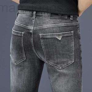 Men's Jeans designer 2022 Spring/Summer New Smoke Grey Elastic Slim Fit Small Foot Pants Thin Style YGUO