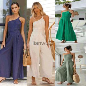 Kvinnor Jumpsuits Rompers Kvinnors ärmlösa remmar Jumpsuits Summer 2023 Casual Wide Leg Pants Fashion Jumpsuit Solid Color Loose Women Slimming PlaySui J230629