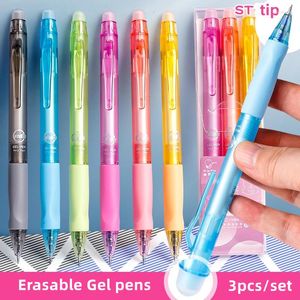 3pcs penne gel cancellabili set trasparente gelatina barile 0.5mm penna a sfera blu nero inchiostro a colori per scrivere scuola ufficio A7246
