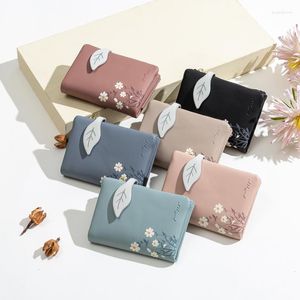 Plånböcker 2023 PU LÄDER KVINNS KORTA WALLET LITA FRESH KOREAN DUMPER FACKING MOIN PURSE MULTIFUNCTIONAL BUCKLE 2 FACK CARD HOLDER