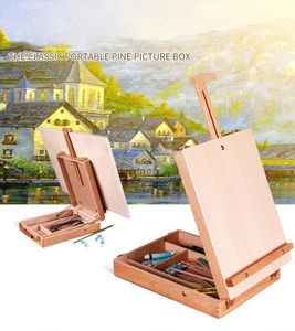 Lieferungen Holz Staffelei für Malerei Skizze Staffelei Zeichnung Schreibtisch Tisch Box Ölfarbe Laptop Zubehör Malerei Kunst Liefert Für Künstler Kind