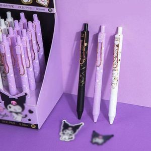 Pennor 36 datorer/Lot Kawaii Demon Press Gel Pen Söt 0,5 mm svart bläck Neutral pennor Promotion Present Office School Supply