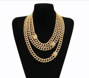 designer High quality 14mm Rhombus Full Inlaid Rhinestone Vintage Hip-hop Cuban Chain Necklace