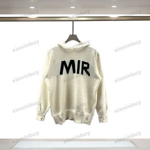 xinxinbuy Erkek kadın tasarımcı Kazak Hoodie püsküller yok Jakarlı Harf kazak mor siyah mavi yeşil M-2XL