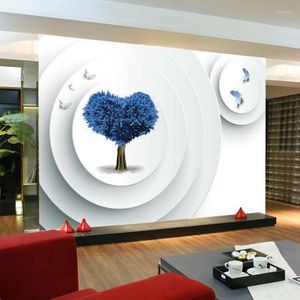 Carte da parati Carta da parati non tessuta personalizzata Sfondo Murales 3d Camera da letto Soggiorno Ingresso Riduzione Prospettiva Albero blu