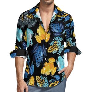 Camisas sociais masculinas Tropical Frogs Camisas masculinas Sapo Engraçado Desenhos da vida selvagem Blusas gráficas elegantes casuais Manga comprida Tendência Tops grandes 230629