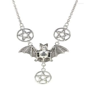 Hänge halsband halloween bat halsband gotisk trolldom vampyr hängen uttalande övernaturliga pentagram choker för män smycken gåva
