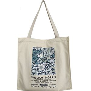 Einkaufstaschen UK Arts Weibliche Leinwand Umhängetasche William Morris Vintage Blumengarten Druck Reißverschluss Bücher Handtasche Große Tasche Für Frauen 230628