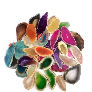 Pendants Wholesale Arts Crafts Polished Agate Light Table Slices Geode Slab Cards Minerals Stone Rocks Slice With Or Without Top Dri Dhu4E