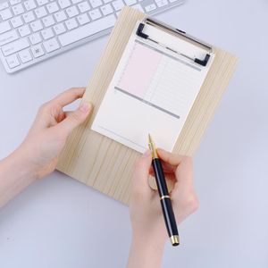 Clipboard 6Pcs A5 Wood Clipboards Mini Restaurant Menu Metal Clip Writing Board Pad Office Paper Sheet Holder File Folder Supply Organizer