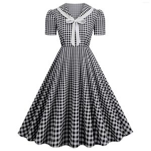 Casual Dresses 2023 Summer Women Dress Retro 1950s 60s Female Lattice Pinup Rockabilly Sexy Party Vintage Tunic Vestidos Mujer