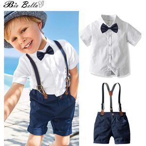 Completi di abbigliamento Moda Estate Neonati maschi Vestiti Set Gentleman Bambini Ragazzo Abbigliamento Abito Matrimonio Anni Bambini Ragazzi Vestiti Cintura PantT-Shirt 230628