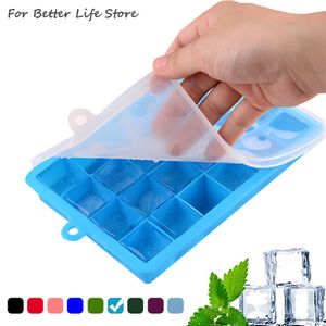 Ice Cream Tools 1PC 24-hole Silicone Ice Tray with Lid Square Box Auxiliary Food Puree Cheese Jelly Mold Bar Kitchen Tool Cocktail Cube 230628