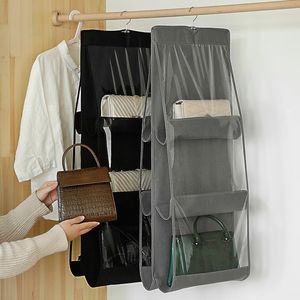 Förvaringslådor 6 klara fickhängande väskor för handväska arrangör garderob garderob rack fällbara klädskor bh underkläder dammväska