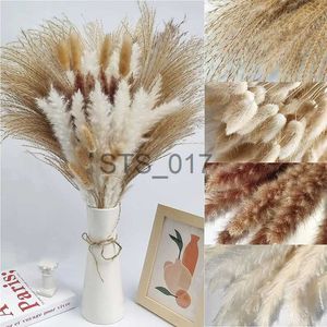 Faux Floral Greenery Puszysty pampas Grass Bukiet 80pcs Suszone kwiaty