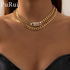 Girocolli girocollo 2 pezzi / set Hip Hop ghiacciato strass Curb collana a catena a maglia cubana per le donne gioielli Rapper spesso Miami