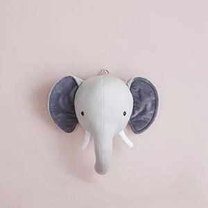 Plush Wall Stuff Cute Animals Elephant Head Stuffed Plush Doll Kids Girls Bedroom Wall Hanging Decoration Artwork Toys Nordic Style Po Props 230629