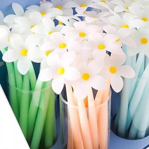 Pens Magic Pen! Peach Blossom Colorchanging Gel Pen Creative Flower Soft Silicone Black Gel Pen Fresh And Cute Children's Stationery